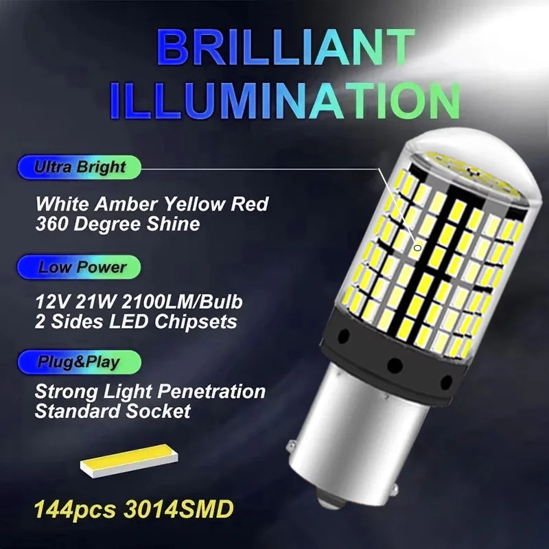 50Pcs BA15S 1156 BAU15S PY21W T20 7443 W21/5W P21/5W BAY15D 1157 3157 P27/7W LED Reverse Brake Lights LED Signal Lamp Car Lights