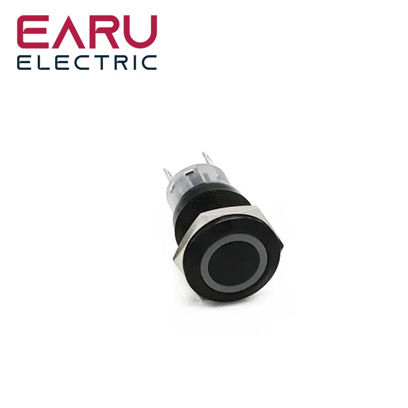 19mm Power Mark Press Metal Push Button Switch Waterproof Latching Self-lock Fixation LED Light Illumination 3V-6V 12V-24V 220V