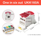Terminal Block UKK80A UKK125A UKK160A Electric Wire Connector 1 in many Out Din Rail distribution Wiring Accessories Blue Yellow