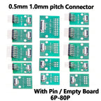0.5mm 1.0mm pitch 20P 24P Connector SMT Adapter to 2.54mm hole FPC FFC Cable Welded board With Pin / Empty Board 6P 8P 10P 12P