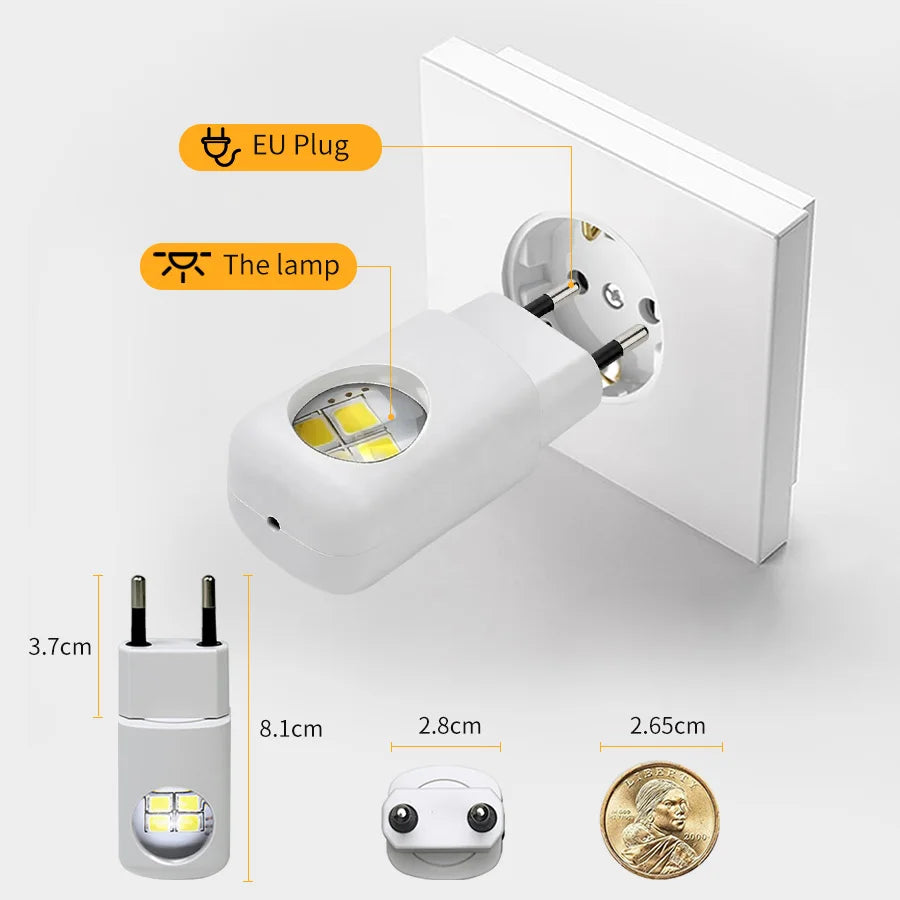 1/2/3/4pcs EU/US Plug LED Night Light Plug in Dusk To Dawn Sensor Auto on Off Rotatable Soft Light for Kids Room Kitchen Hallway