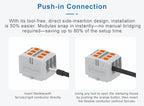 Din Rail Distribution Block PTVFIX Series Push-in Side-entry Terminal Block 2.5 mm² Cable Connector 6/7/12/13/18/19 Connections