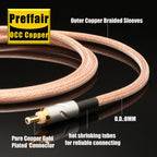 Hifi DC Power Cable GX16 2Pin to DC 2.5/2.1mm OCC Silver Plated with Pure Copper Connector Aviation Plug Phono Cable Amplifier