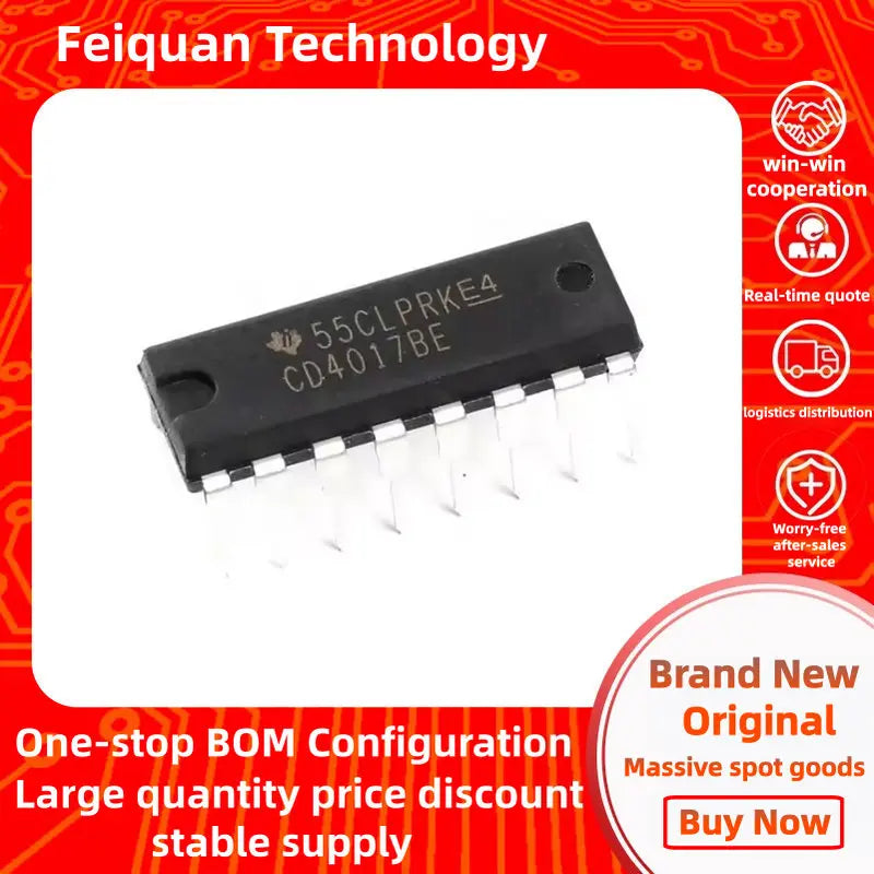 1-10pcs Original and genuine, in-line CD4017BE DIP-16 4000 series CMOS logic device chip