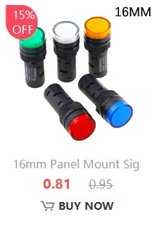 AD16-16SM 16mm buzzer 12V 24V 110V 220V 380V Flash Signal Light Red LED Active Buzzer Beep Alarm Indicator Red Green Yellow
