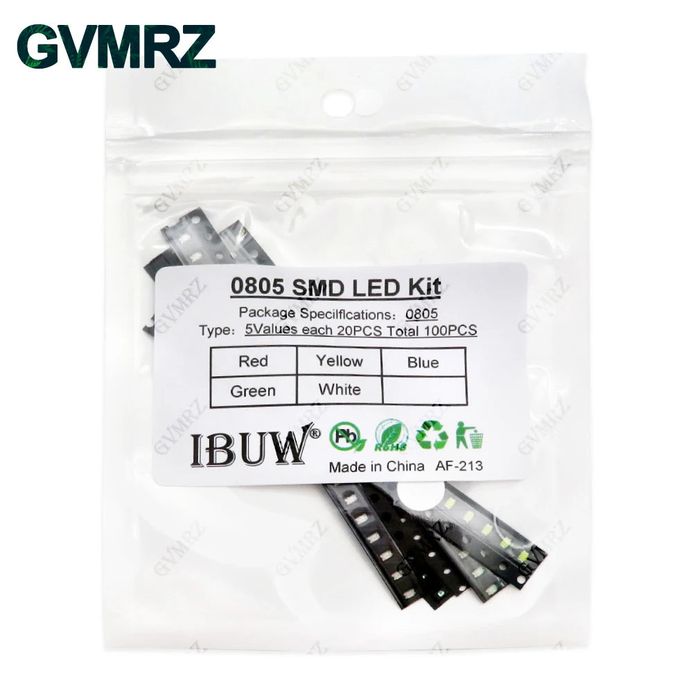 100pcs 5colors Each 20pcs 5730 5050 3528 1210 1206 0805 0603 0402 SMD LED Diode Kit Red Green Blue White Yellow