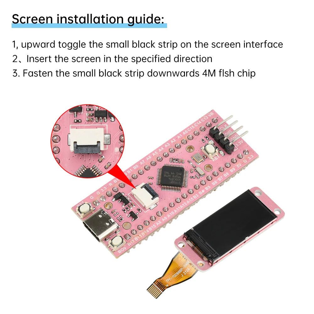 STM32F103C8T6 Development Board 0.96-inch LCD TFT Screen STM32  ARM Microcontroller Module Type C Interface