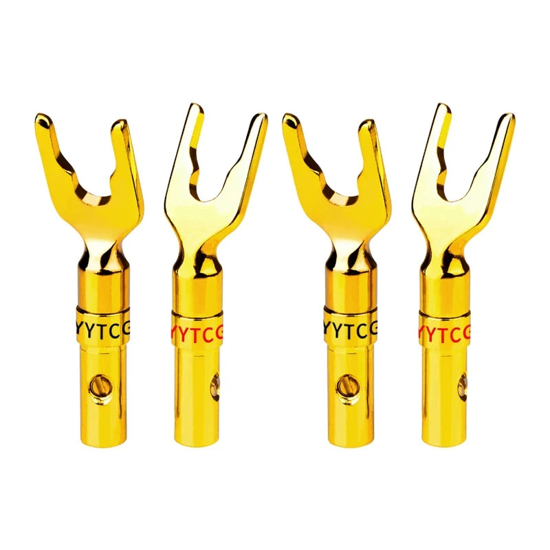 YYTCG Gold plated Banana Plug Connectors, Speaker plugs, audio screws, fork connectors, U and Y 1pcs/4pcs