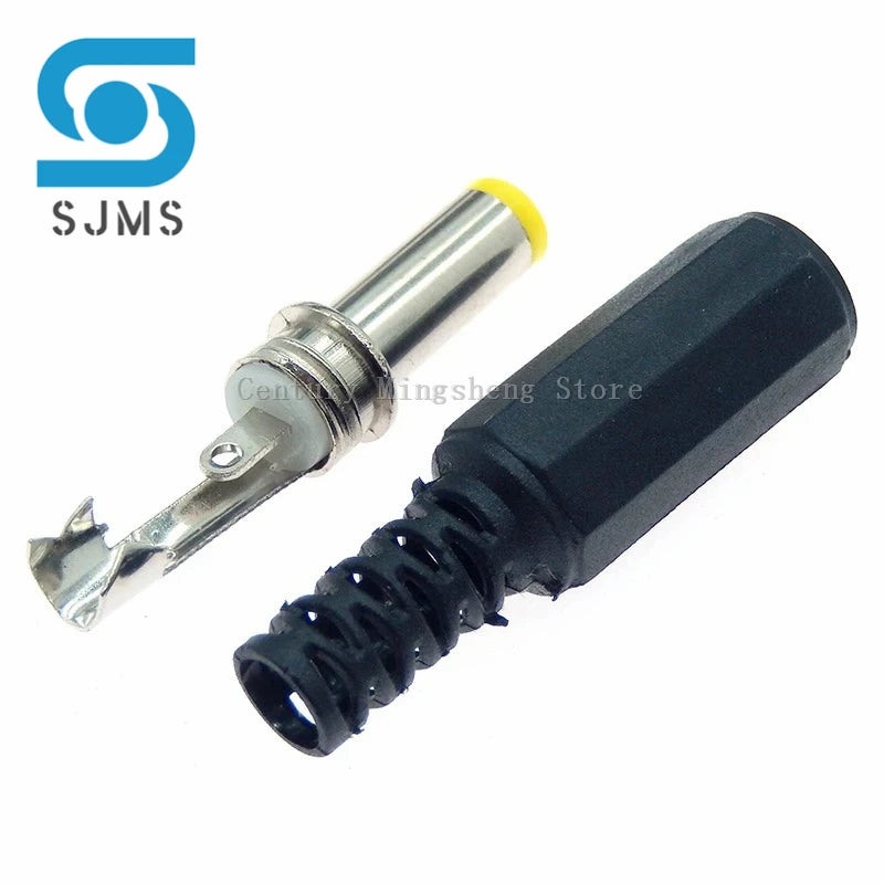5/10pcs 5.5mm x 2.5mm/ 5.5mm x 2.1mm DC Power Plugs Male Barrel Connectors Black 5.5*2.5 5.5*2.1