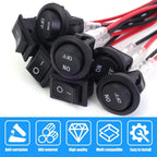 1/5/10/20pcs Motorcycle Mini Round Rocker Switch 12 Volt on/Off Toggle Switch 15cm Pre-Wired Auto Marine Electrical Switch