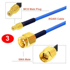1PCS SMA to MCX RG405 Cable SMA/ RP-SMA Male Female to MCX Male Straight/Right Angle Plug 086 Pigtail 50Ω High Frequency Jumper