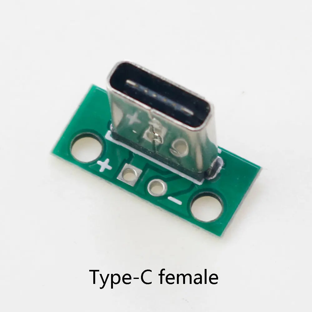 2pcs Micro Mini USB Type C USB 2.0 3.0 Male Female PCB Connector 90 Degree with Pin Header Data Charging Cable Jack Test Board
