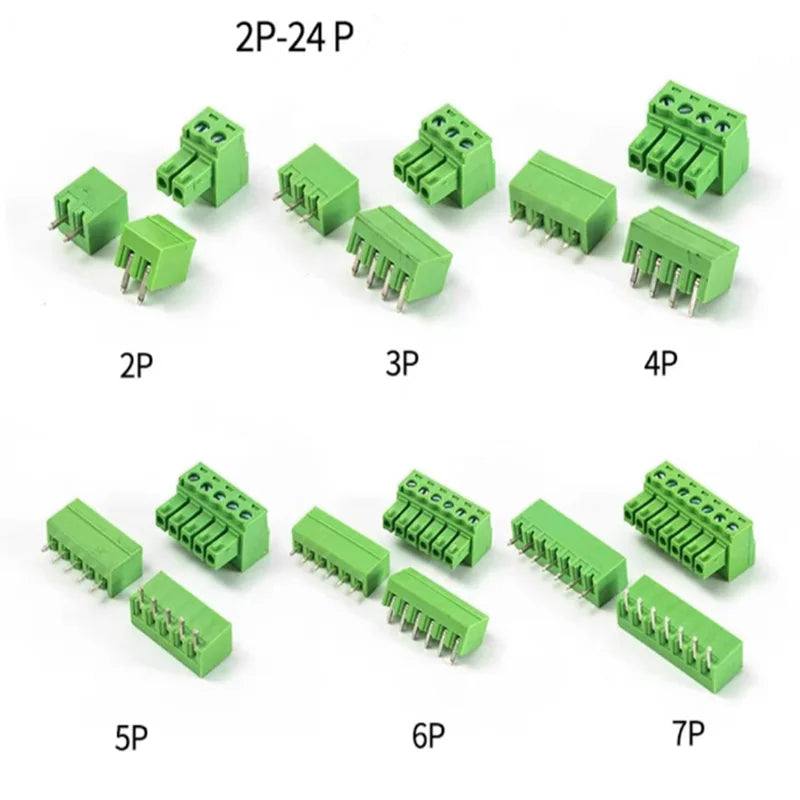 5pairs of plug-in terminal blocks 15EDG-3.81mm with a spacing of 3.5mm green Phoenix connector PCB solder board connector