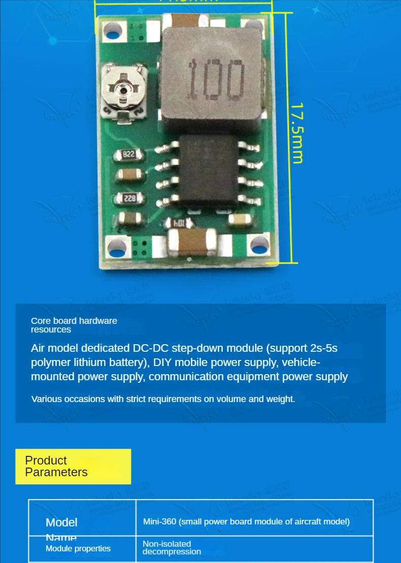 1PCS DC-DC 3A 5A Adjustable Step-down Power Module Board Voltage Stabilizing Aircraft Model MP1584EN 24V 12V 9V To 5V