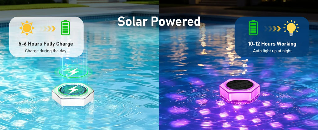 Solar Pool Lights 1/2 Pack, RGB Changing Floating Pool Lights with 10m Remote Control, 4 Dimming, 13 Lighting, Timing Mode, IP68 Waterproof for Inground/Above Ground Pool, Party Decoration