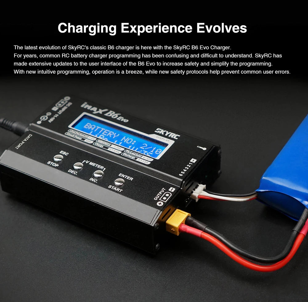 SKYRC Lipo Charger IMAX B6 EVO B6 V2 B6 Mini B6AC V2 Balance Battery Charger Discharger with Adapter Temperature Sensor 6A 1-6S