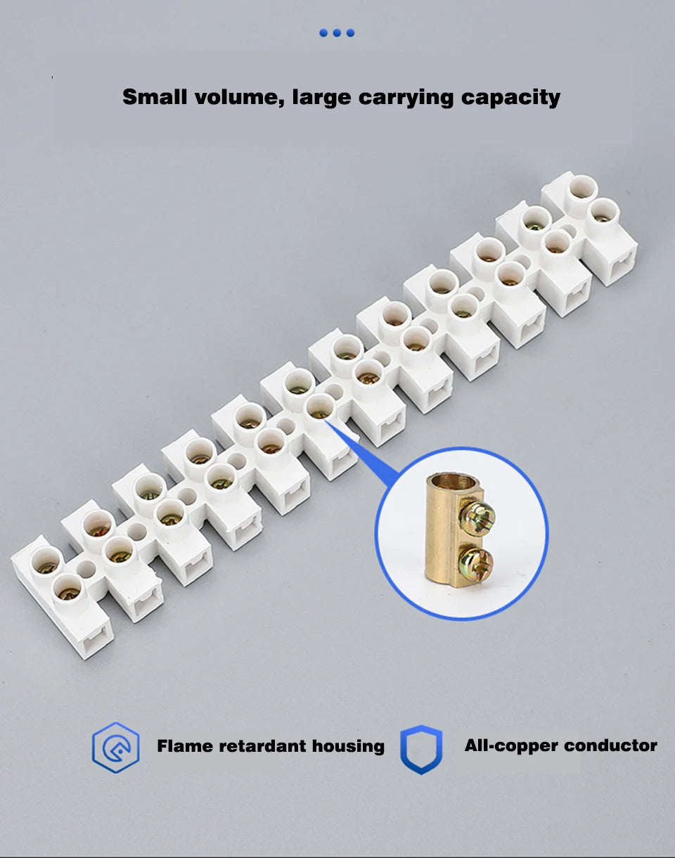 10Pcs 12 Position Electrical Wire Connector Retardant X3-1012 20A 30A Terminal Blocks Barrier Terminal Strip Plastic Terminal