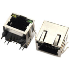 5/10PCS RJ45 8P8C Shielded Female Socket Connector with Yellow Green LED Light 8Pin Cable Interface RJ45 Single/dual Port Socket