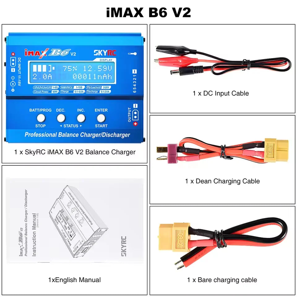 Original IMAX B6 V2 6A 60W Balance Charger Discharger for Mavic/Inspire Battery