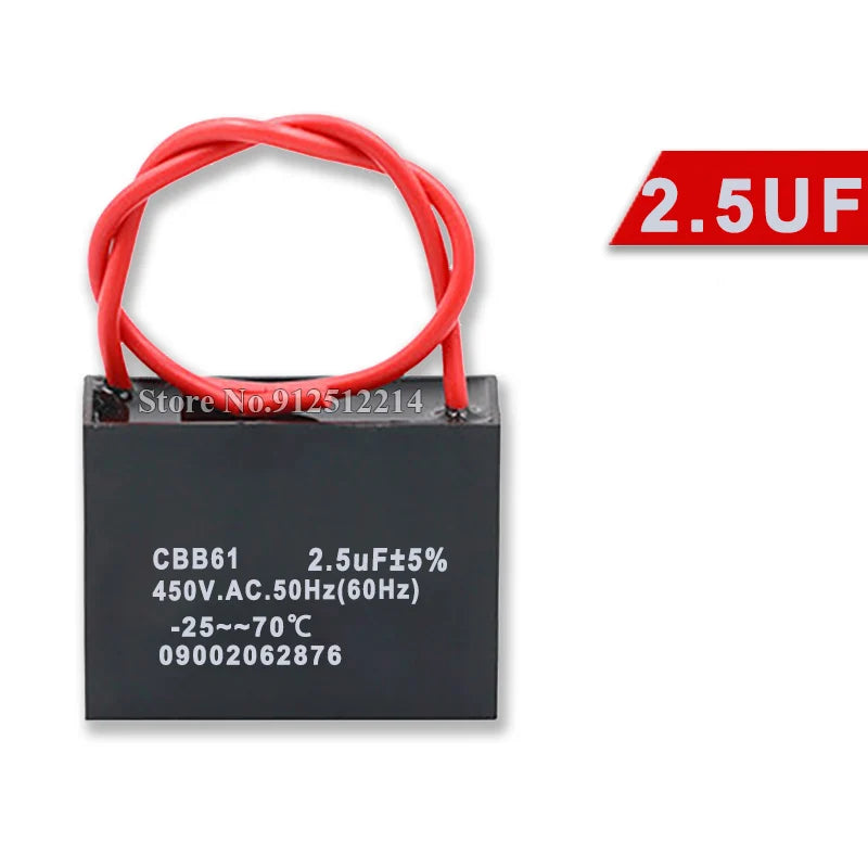 1PCS CBB61 450V Start Capacitor 0.8 1 1.5 1.8 2 2.5 3 4 5 6 7 8 10 12 15 18 20UF Fan Ceiling Exhaust Motor Run Capacitor CBB