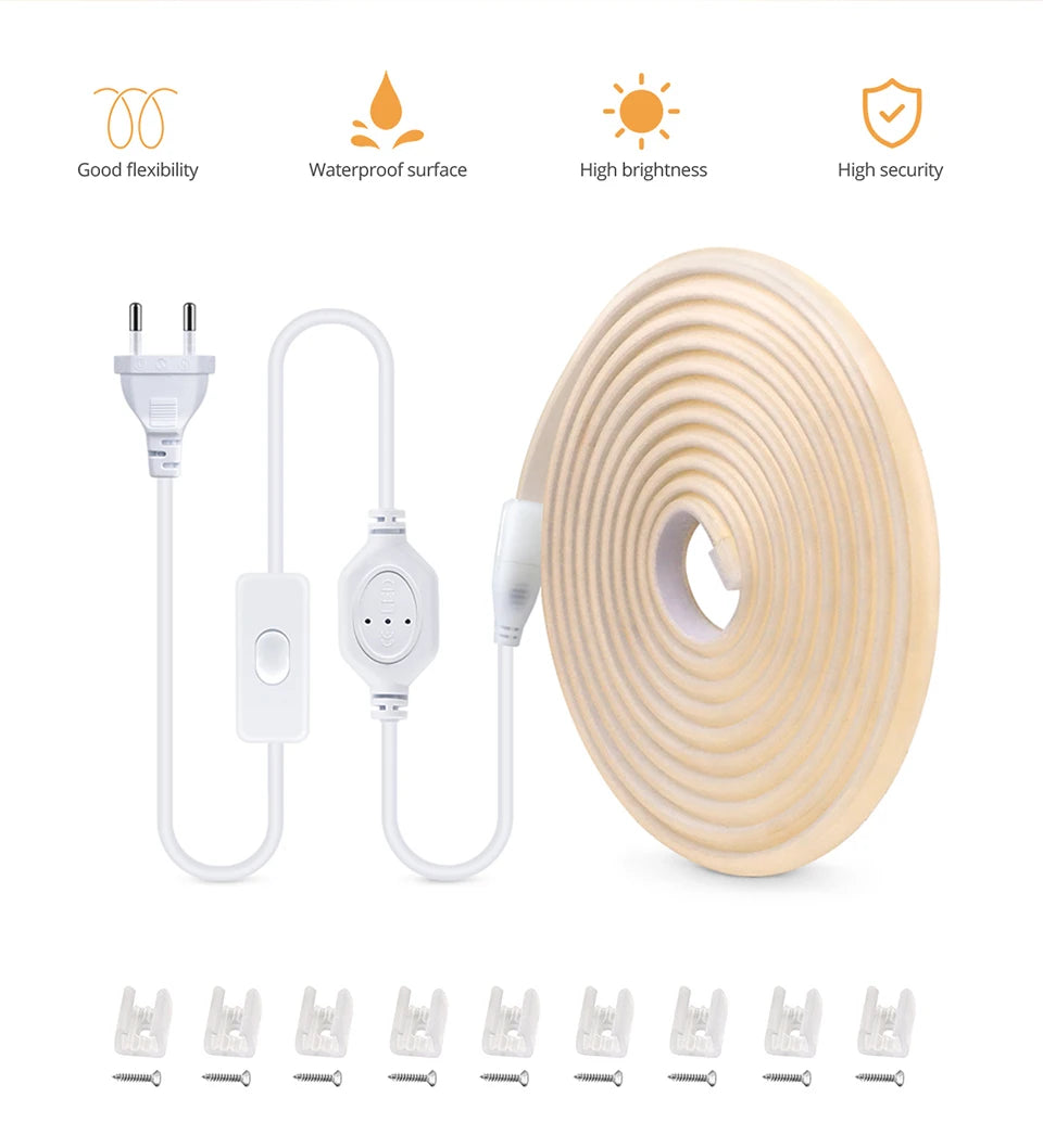 1M-35M 220V 110V COB LED Strip Light RA90 Super Bright 320LEDs/m Flexible Outdoor Lamp Waterproof LED Tape With EU US Power Plug
