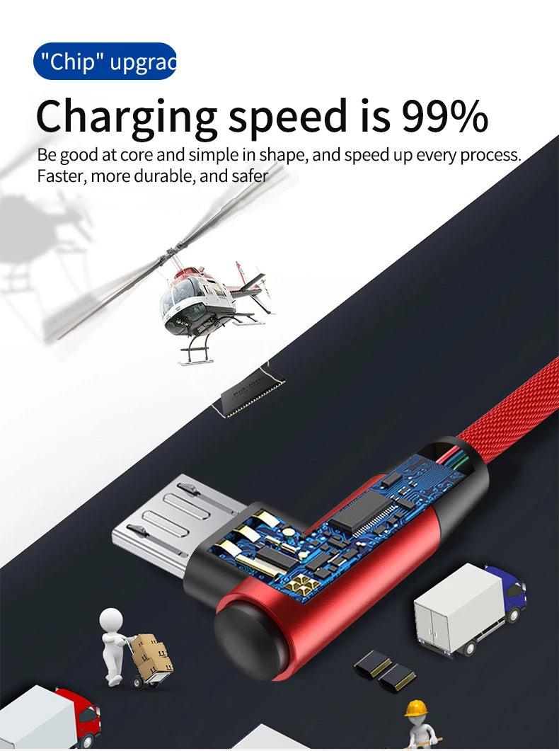 OLAF 5A USB C Cable Fast Charging Micro USB for Huawei Mate 40 30 Xiaomi Samsung 90 Degree Mobile Phone Charging Cord 1M/2M/3M