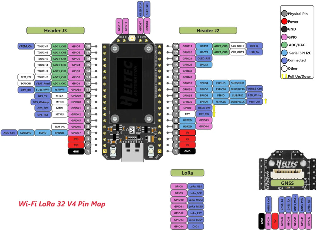Heltec LoRa32 V4 ESP32-S3 SX1262 LoRaWAN 868MHz 915MHz Development Board with 0.96 Inch OLED, WiFi & BLE Mesh Network for IoT