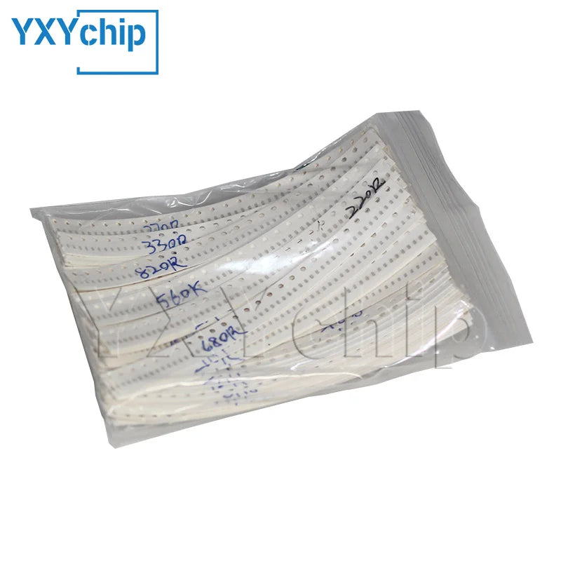 1500pcs 0603 0805 1206 SMD Resistor Kit 0ohm-10M Ohm 1% 60valuesX 25pcs=1500pcs High Precision Film Chip Resistance Kits