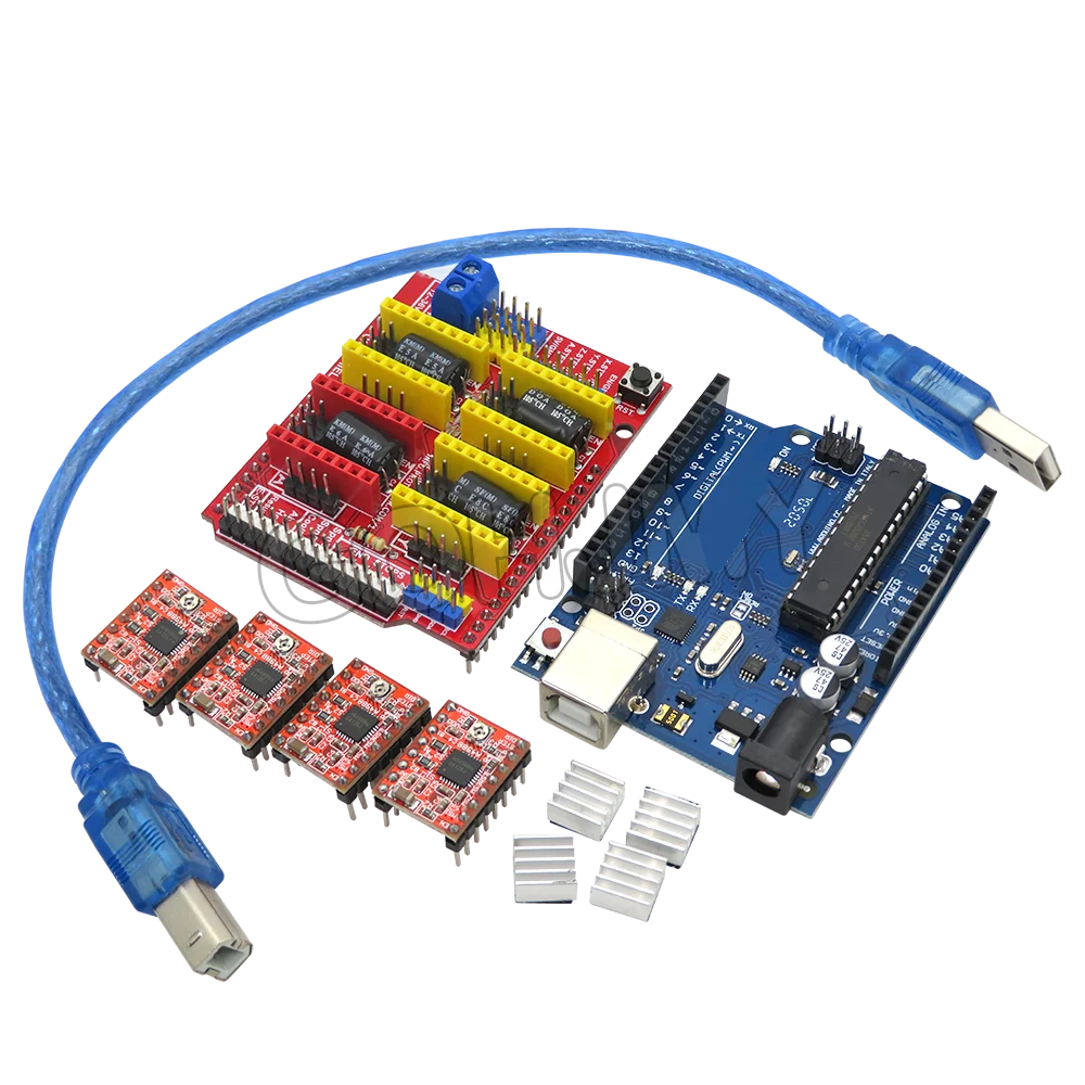 CNC Shield DRV8825 V3 V4 Engraving Machine 3D Printer/ A4988 Driver Expansion Board For Arduino + NANO 3.0 UNO R3 With USB Cable
