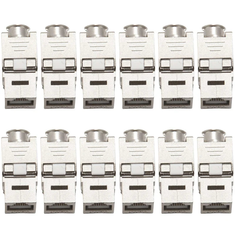 12 Pcs RJ45 Keystone Cat7 Cat6a Shielded FTP Zinc Alloy Module Network Keystone Jack Connector Adapter 10GB Network