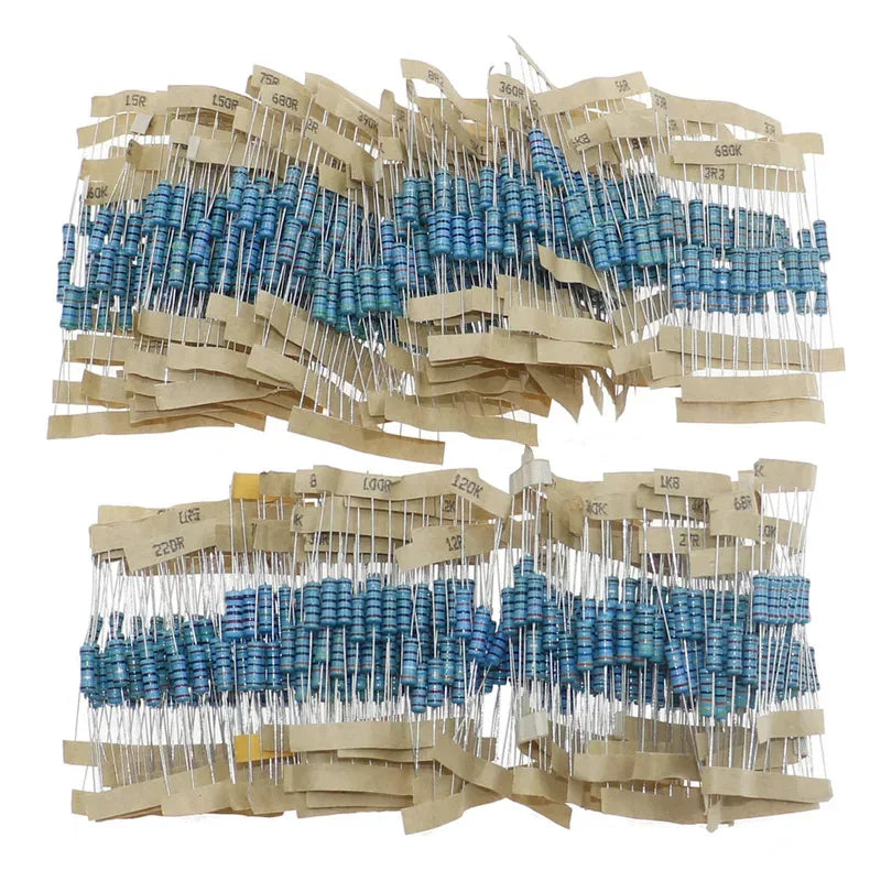 1/8W 1/4W 1/2W 1W 2W 3W 5W Metal Film Resistors Assortment Kit Set 1% 5 Color ring resistor pack