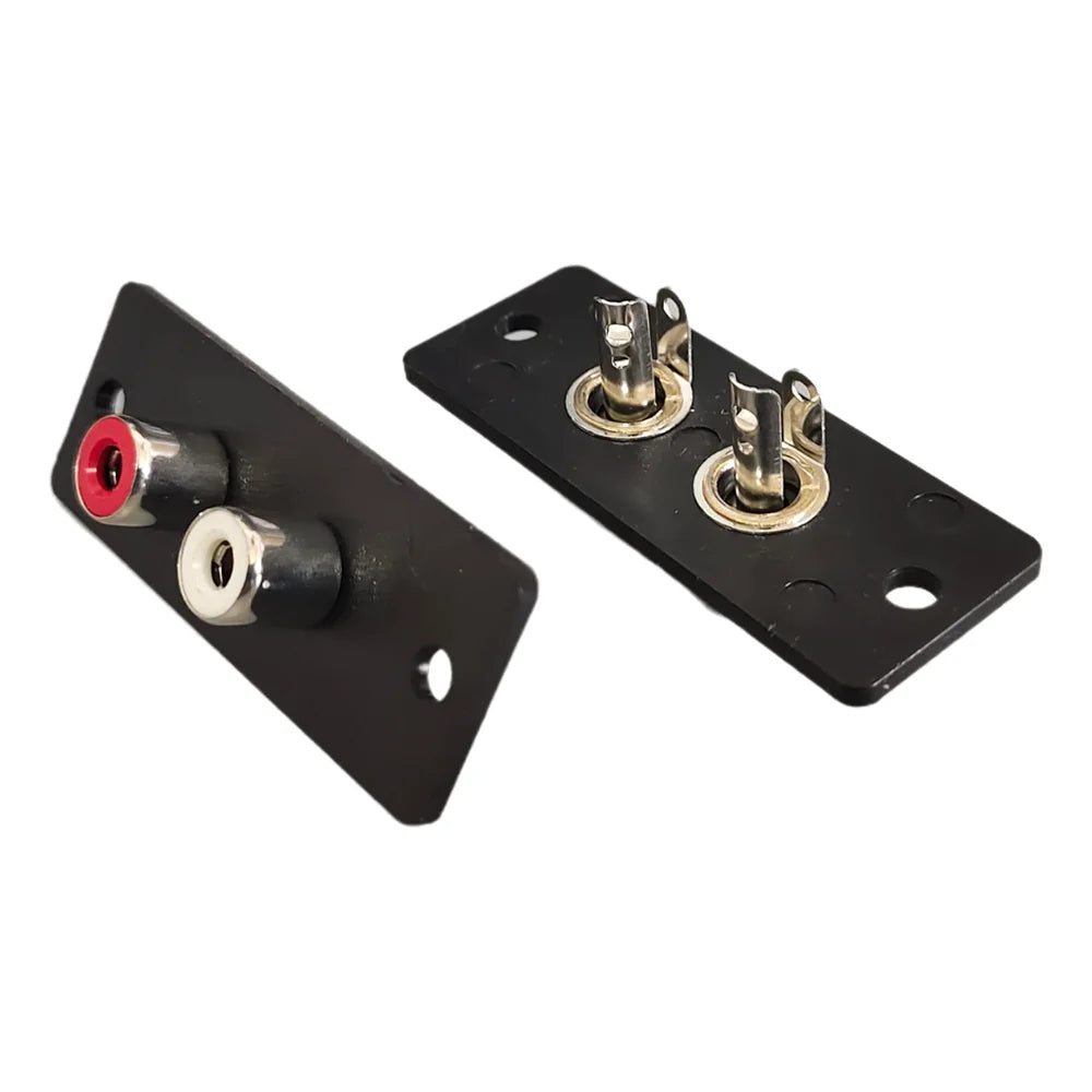 2/5Pcs 2 Way RCA Female Jack Connector Terminal Wall Panel Plate Input Phono Chassis Socket Audio AV Adapter