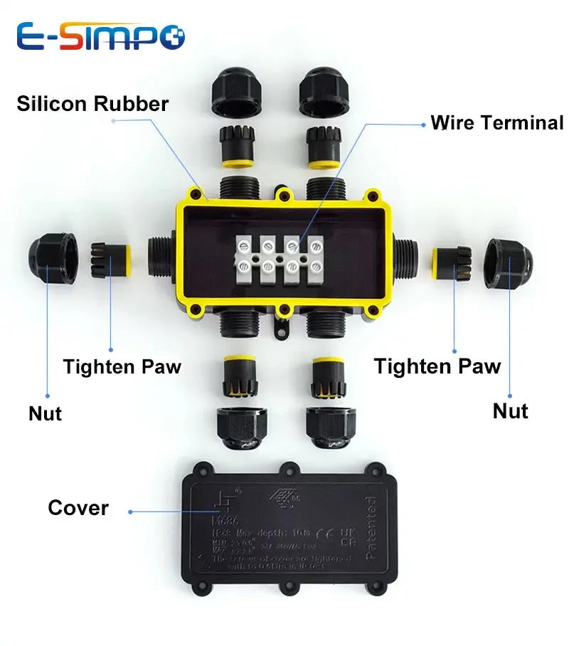 6Way 1IN5Out IP68 Underwater Power Cord Junction Box 4-11mm LED Pool Lamp External Outdoor Light Wire Cable Waterproof Connector