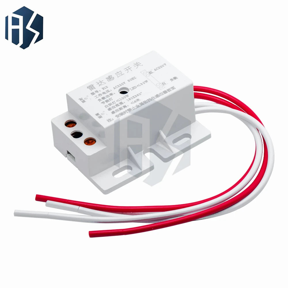 New 220V AC 50Hz Auto Infrared Sensor Switch PIR Microwave Radar Body Motion Sensor Module Adjustable For Time Distance Range