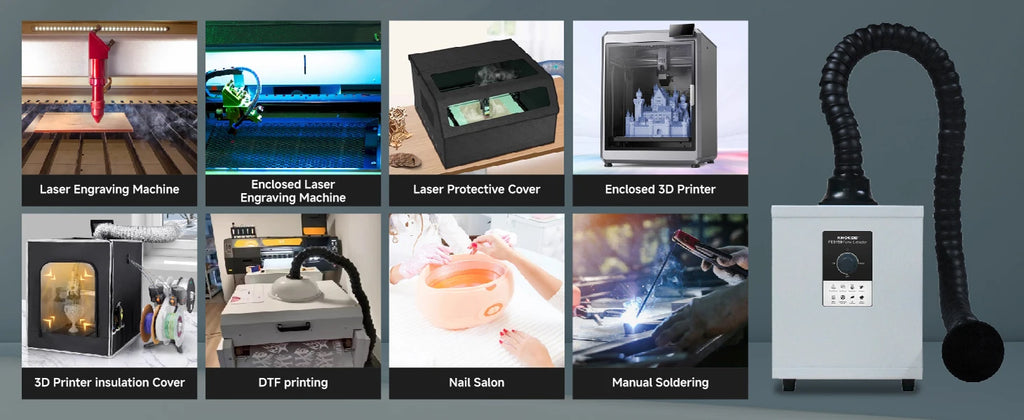 KNOKOO Soldering Fume Extractor FES150 Welding Smoke Absorber Air Purifier for Keratin Nail Salon Vacuum, Laser and 3D Printing