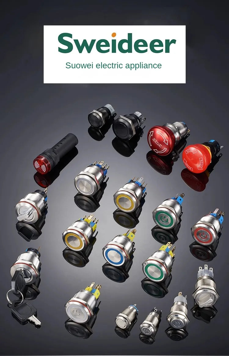 25MM30MM Metal Push Button Switches Power Symbol Waterproof LED Indicator Momentary Latching Start Stop Power On Off Switch