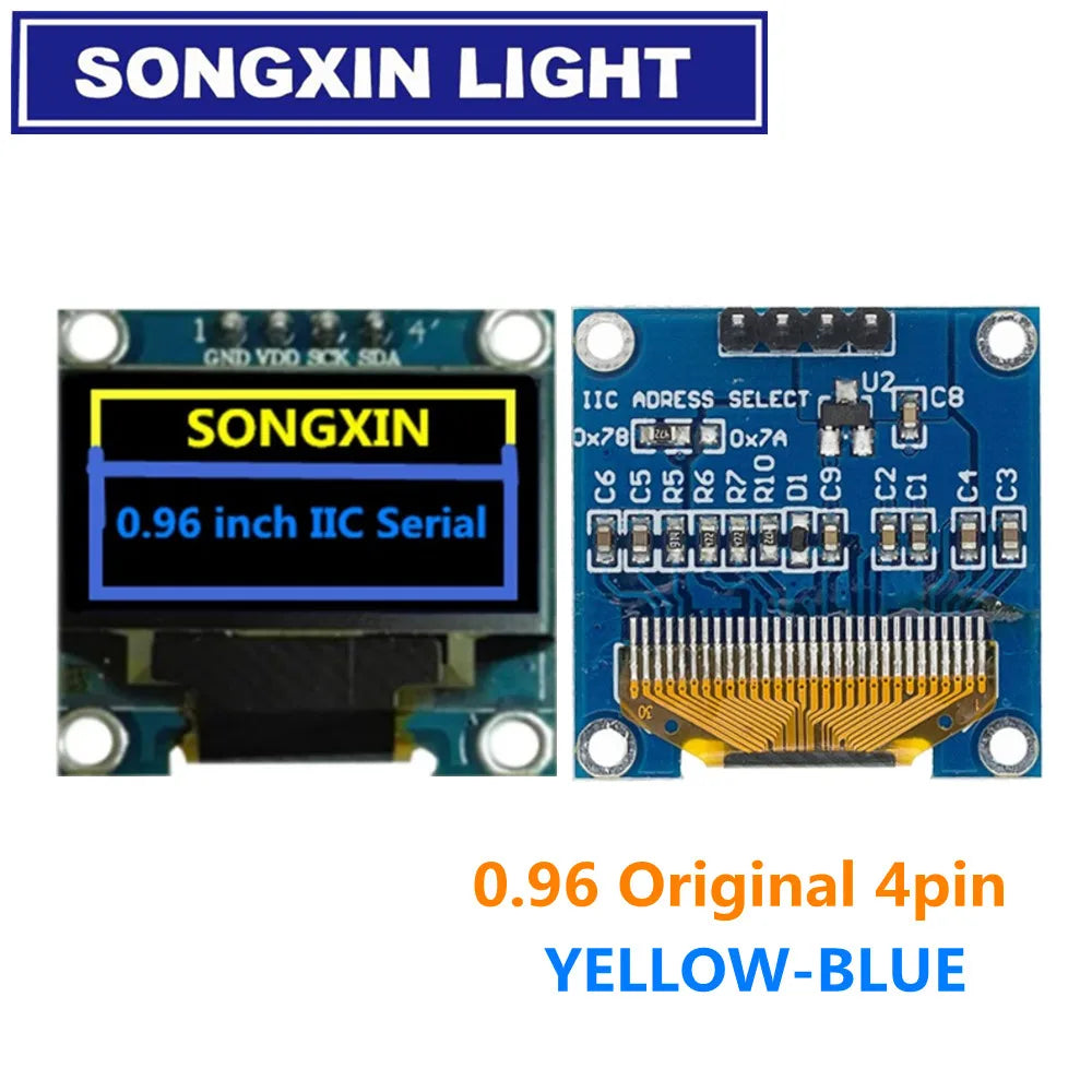New product 0.96 inch OLED IIC White/YELLOW BLUE/BLUE 12864 OLED Display Module I2C SSD1306 LCD Screen Board for Arduino