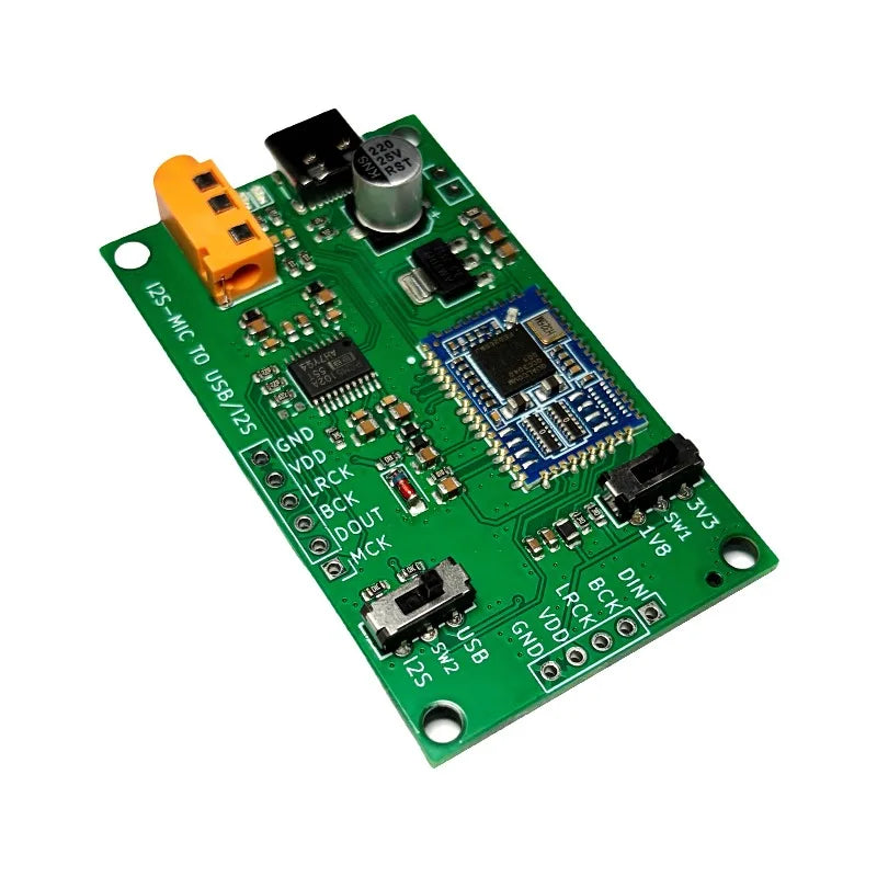 IIS Digital Microphone Interface Board 16bit/48kHz with USB Sound Card & PCM5102 Analog Output