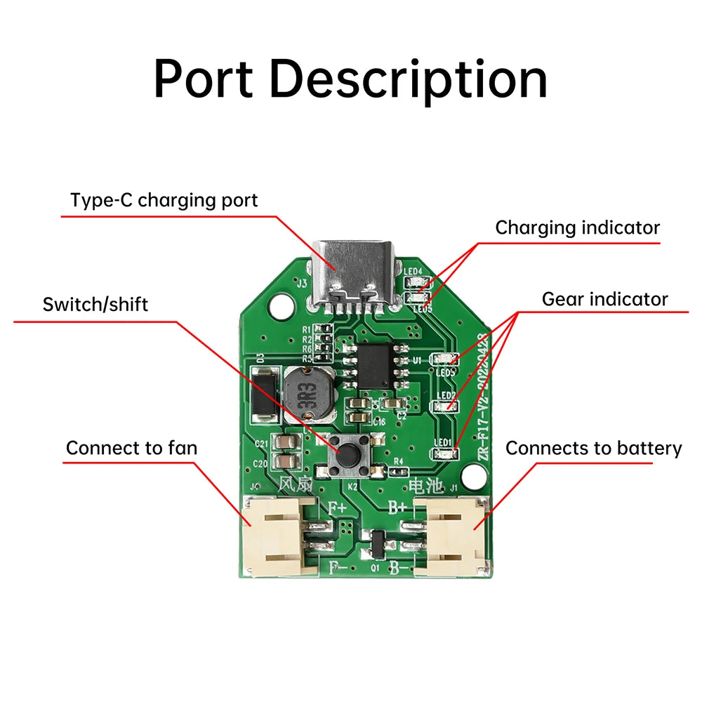 1/3/5/10PCS Type-C Fan Control Board Interface 9V Boost 3-Speed Rechargeable Circuit Board Charging Module USB