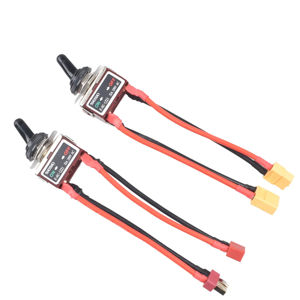 30A 32A 50A 12V 24V Battery Main Switch Large Current On-off with XT60/T Plug 14AWG Wire for RC Tug/Bait Boat 550 775 Motor