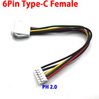 1pcs USB-C Type 6Pin Waterproof USB Connector Direct Compression Female Base Female Socket Charging Interface With Welding Wire