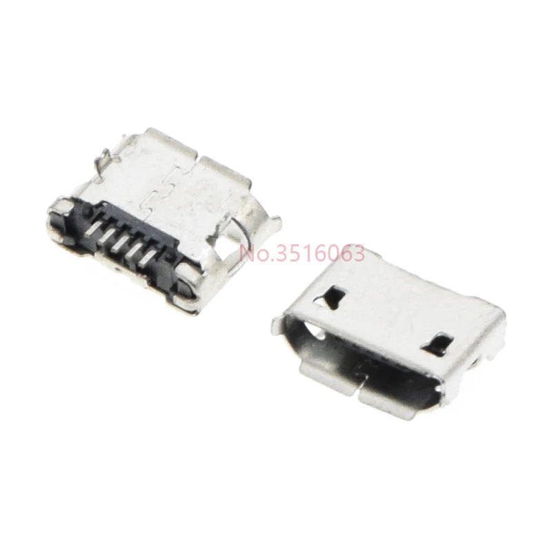 10PCS Micro USB 5pin 5.9mm DIP2 B Type With Curling/Flat Mouth Without Curling Side Female Connector For Mobile Phone Mini USB