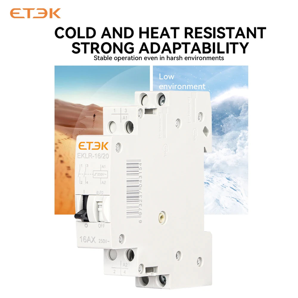 ETEC Impulse Bistable Latching Auto Control Relay Household 1P 2P 16A 1NO 2NO Coil 230V AC 110V DC EKLR