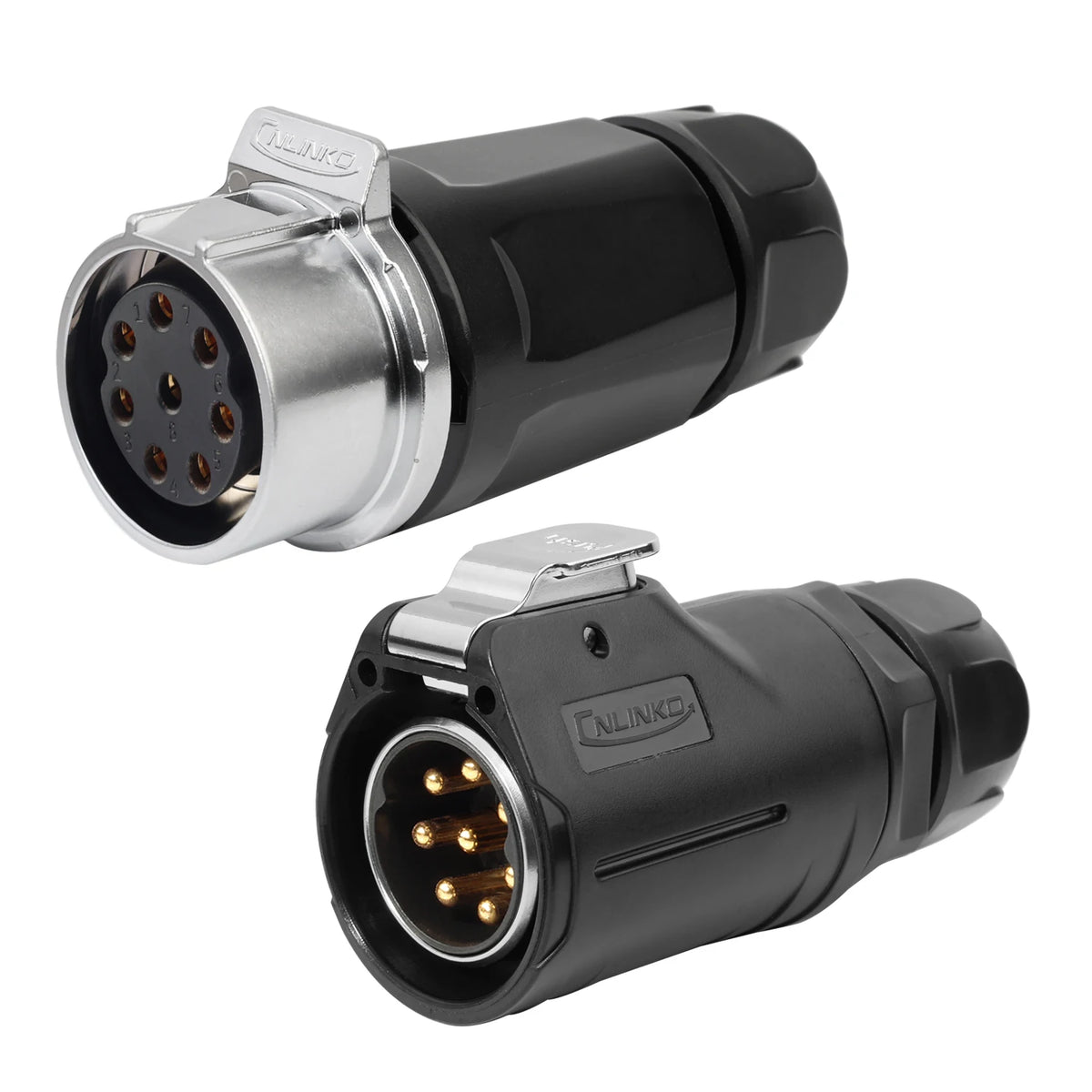 CNLINKO M28 8Pin Circular Aviation Connector Waterproof 15A 300V Solder Type Quick Snap Lock for Industrial Control Systems
