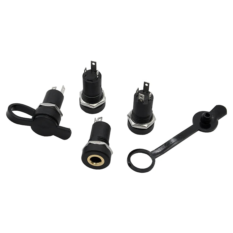 5PCS PJ392A 3.5MM Audio Jack Female Socket 3/4 Pole Stereo Solder Panel Mount Connector With Nuts PJ391 PJ-392A 3/4Pin Black