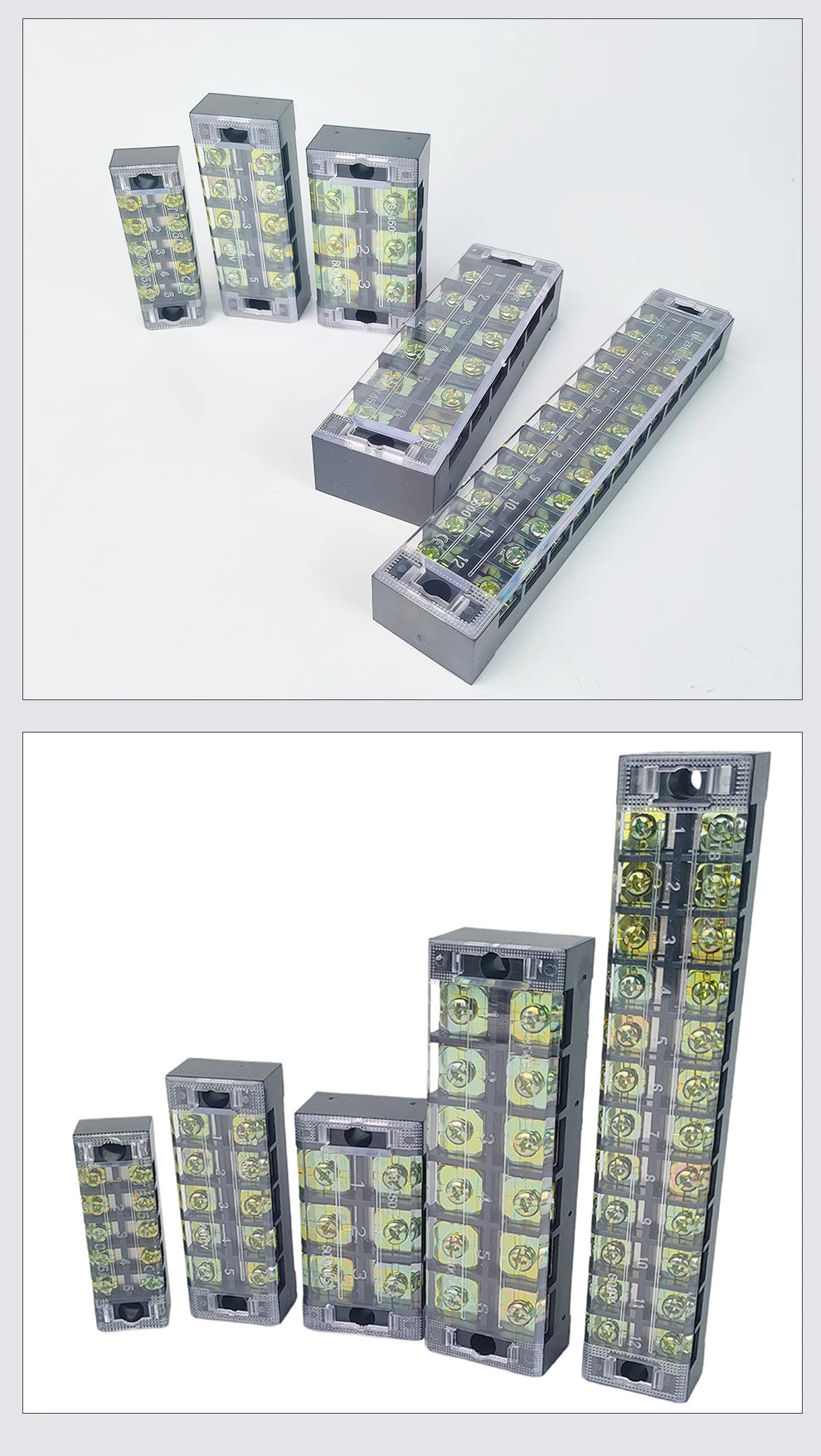 1PCS -TB1504 Dual Row Thick Copper Screw Terminal Block Flame Retardant Grounding Strip Wire Connector Durable 600V 15A