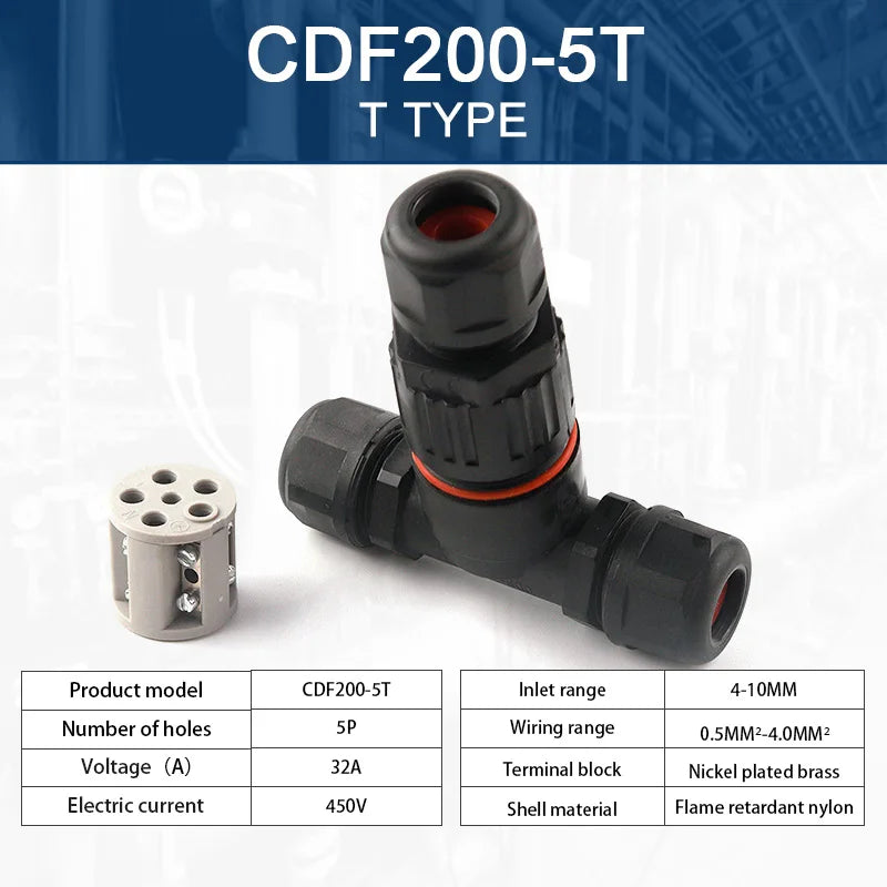 1Pcs I & T Shape Wire Connector 2/3/5 Pin Waterproof Connectors Fast Screw Connection Push-in Terminals Electric Junction Box