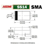 100PCS SS14 1A 40V Schottky Diode SMA ASEMI