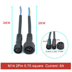 2Pin M8 M10 M12 M14 5521DC Mini Plug Male Female Butt Plug with Wire Solar Light Car PVC Waterproof Connector Plug 5.5x2.1dc