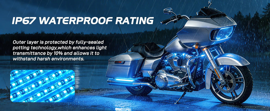 Nilight 8PCS Motorcycle RGB Led Light Kit Waterproof Multi-Color Atmosphere Lights Lamp with 4Key RF Wireless Remote for Harley Davidson Honda Kawasaki Suzuki